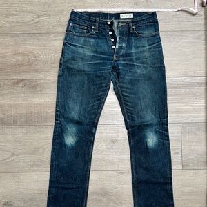 Gustin Okayama Standard Slim Fit 14.5oz Raw Selvedge Denim Jeans 33/34 w/ fades